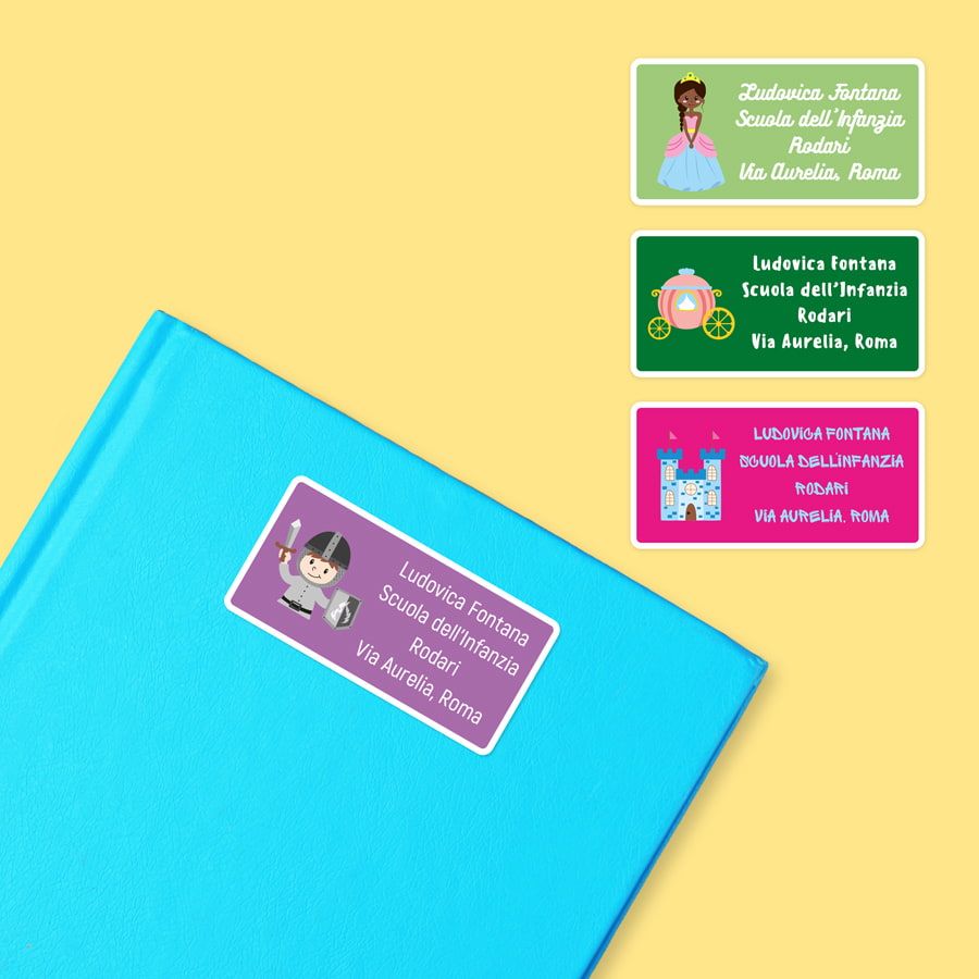 Set 7 Etichette Adesive Personalizzate VIOLETTA Per Quaderni E Libri – Scuola